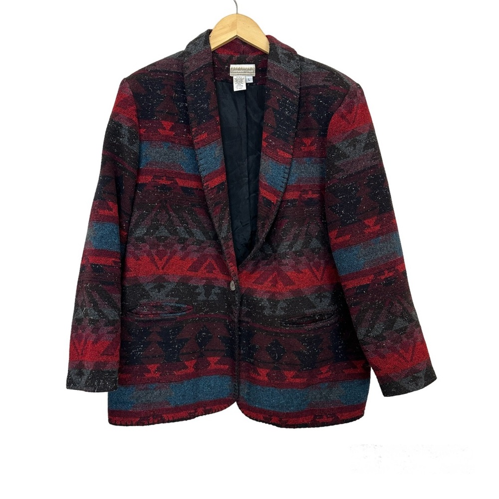 Coldwater Creek Southwestern/Aztec Blazer Jacket Wool Blend Women’s Sz Large